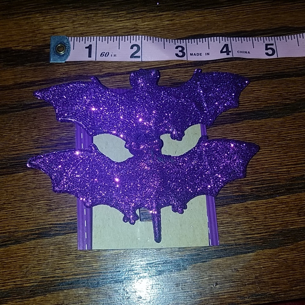 4" Purple Glitter Bat Hair Clips Gothic Halloween